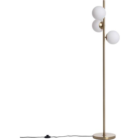 Lampadaire avec 3 points lumineux en verre H148cm - Laiton - Kano