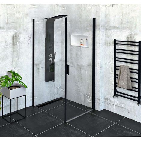 Polysan Zoom Black - Box doccia 80x100 cm, versione S/D, Antidrop, vetro trasparente/nero opaco ZL1280BZL3210B (1/5)