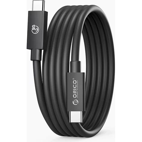 Cable Orico USB4 Thunderbolt5 80 Gbps 240 W USB-C a USB-C 2 m - Negro (1/5)