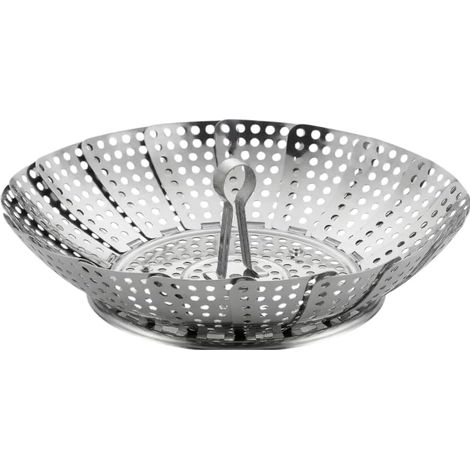 Panier Vapeur Inox Pliable, Panier Cuisson Vapeur Légumes, 14 x 23 cm, VAPORETTE, Argenté (1/5)