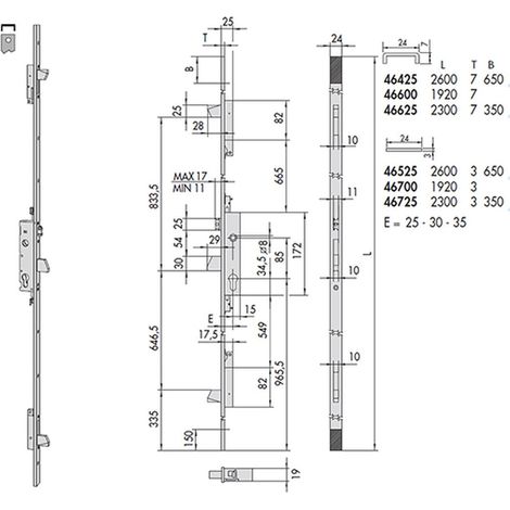 Cisa 46525-25-0 Serratura Multipunto Cil Sag