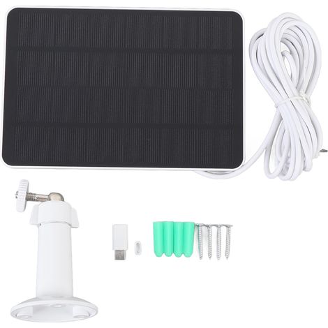 Ortviai Panneau Solaire 10 W IP66 Étanche pour Caméra de Sécurité – Câble 3 m Micro-USB/USB-C + Support Mural Réglable (1/5)