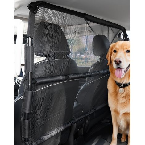 VEVOR Barriera per Auto per Cani Universale, Divisorio per Auto per Montaggio sul Sedile Anteriore 1280 mm di Larghezza, Barriera per Animali Domestici per Veicoli con Rete Trasparente, per SUV, Nero