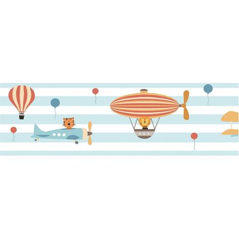 Graphic wallpaper wall Profhome 403753 self-adhesive border slightly textured with graphical pattern matt blue orange brown white 0.75 m2 (8.07 ft2) (1/5)