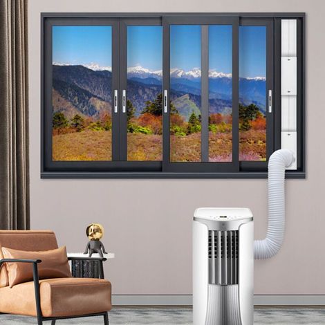 Grid Cool – Kit calfeutrage pour climatiseur mobile – Longueur réglable 43-140 cm – Étanchéité optimale – Installation facile sur fenêtres coulissantes (1/5)