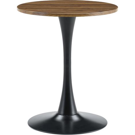 CHICFURN Tavolo da pranzo rotondo 60 cm in MDF nero e effetto noce, stile mid-century (1/5)