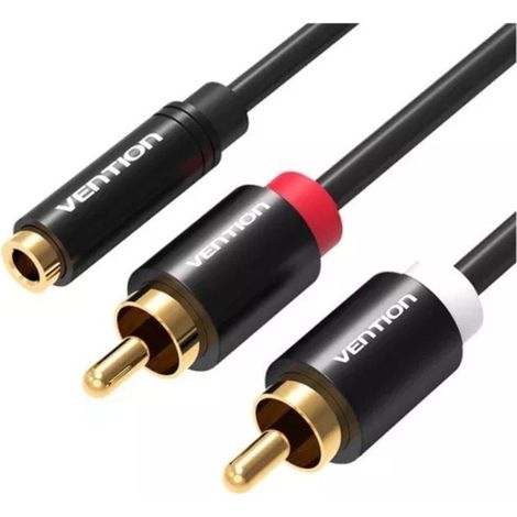 Audio femmina de 3,5 mm cavo de a 2 RCA maschio  - Nero metallico - Vention - 2m