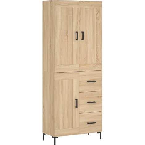 Buffet，Bahut，Meuble de Rangement haut Chêne sonoma 69,5x34x180 cm Bois d'ingénierie CFW97761 (1/5)
