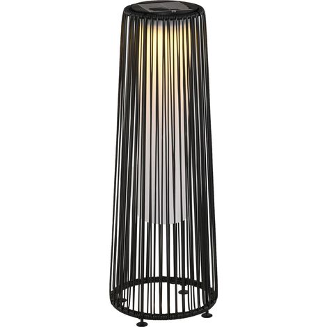 Lampe solaire de jardin avec capteur de luminosité, étanche, LED automatique, noire, 21,5 x 21,5 x 61 cm, idéale pour le jardin et la terrasse.