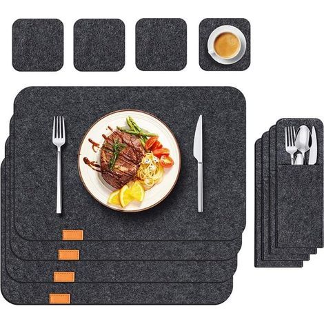 Set of 4 thick, insulating felt placemats for the kitchen and dining room. (1/4)