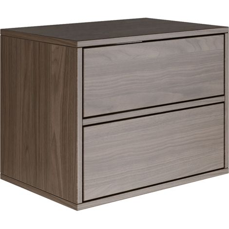 Selsey FRAMME – Comodino sospeso con 2 cassetti – effetto legno noce – 50 cm
