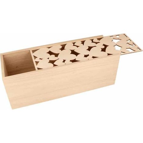 Boîte de rangement avec couvercle coeurs - 33 x 12 x 12 cm (1/2)