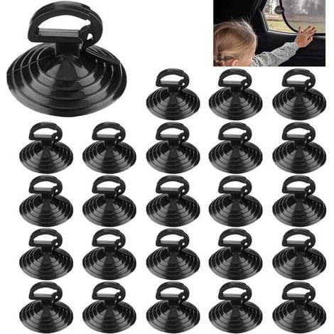 Lot de 50 ventouses pour vitres de voiture et pare-soleil - Ventouses réutilisables - pour cuisine, salle de bain et bureau - noires - lot de 50