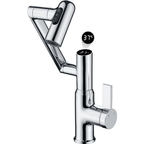 Robinet de température intelligent, poignée unique – Robinet d'évier de salle de bain et robinets de cuisine (chromé) (1/5)