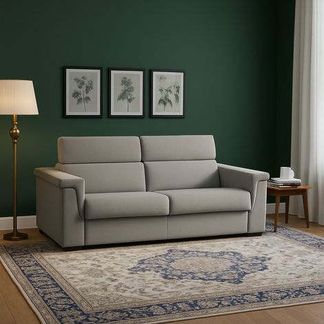 Divano Letto 2 Posti Rigolato, Sfoderabile, Contenitore Made in Italy, di Apertura a Ribalta, 185x95 cm Grigio (1/5)