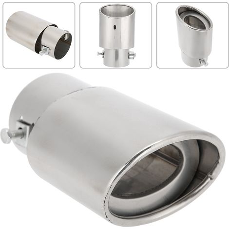 Tube d'échappement droit universel en acier inoxydable argenté brillant, embout de pot arrière pour voiture (1/5)