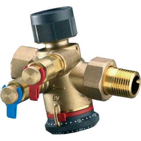 OVENTROP Valvola di regolazione indipendente dalla pressione Cocon QTZ con raccordo a vite e filettatura interna PN 25 DN 25, R 1 x Rp 1, 400-2500 l/h, con due valvole di misurazione Classic montate, 