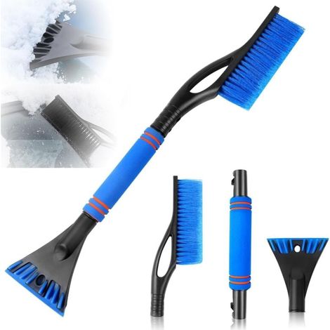 Eiskratzer und Schneebürste, Auto-Schneebürste, 2-in-1-Eiskratzer und Schneebürste, Scheibenkratzer, mit rutschfestem Schaumstoffgriff, für Autos (Blau) (1/4)
