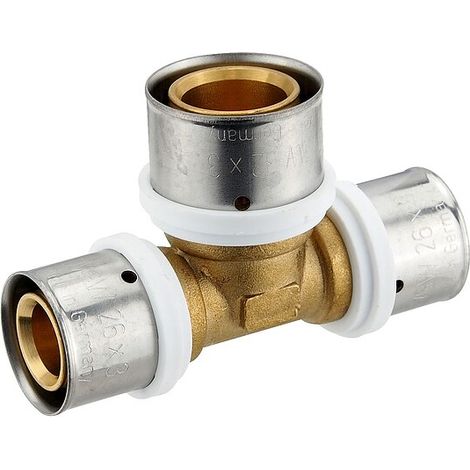 Pressfitting-T-Stück - Mittelabgang erweitert - 26 x 3,0 - 32 x 3,0 - 26 x 3,0 mm für MV-Rohr
