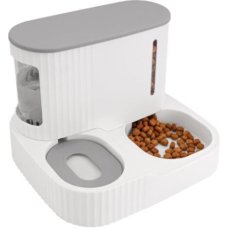 Distributeur Croquettes & Eau Automatique à Gravité 2-en-1 - Contenance 850 ML - Gamelle Chat, Chatons, Petits & Grands Chiens, Chiots - Facile à Nettoyer - Nourriture Humide & Sèche (1/5)
