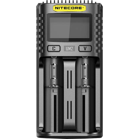 NiteCore UM2 Caricabatterie universale LiFePO4, LiIon, NiCd, NiMH 10440, 14500, 14650, 16340, 16500, 16650, 17350, 1750