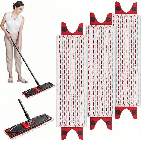 Lot de 3 Recharges de Balai Serpillière en Microfibre Têtes Extra Larges Lavables en Machine Réutilisables pour Nettoyage Complet des Sols