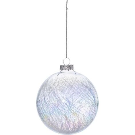 Paris Prix - Boule De Noël Craquelée souffle Polaire 10cm Blanc