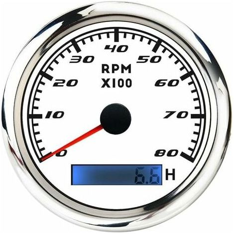 royaluxe - Compteur De Vitesse Universel 12v/24v Odomètre 85mm 0-8000rpm Blanc (1/5)