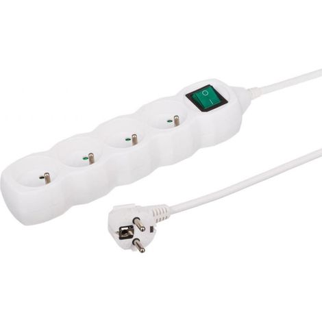 Cable alargador de 4 tomas, 1,5 m, blanco, con interruptor, 3x1,0 mm OWY 35415