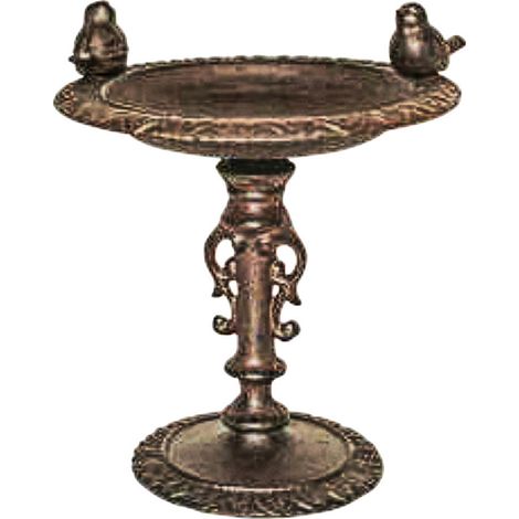 Sagaflor – Abreuvoir à oiseaux sur pied avec 2 oiseaux stylisés – Fonte, marron, Ø 19,5 cm, hauteur 22 cm