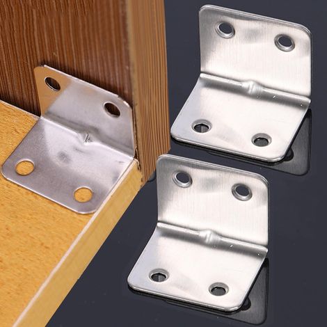 Set mit 10 festen 90-Grad-Winkel-Eckwinkeln aus Edelstahl für Möbel und Schränke (4 Löcher, 3 x 2,3 x 2,3 cm)