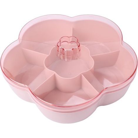 Contenitore per alimenti in plastica a 6 scomparti da 25,4 cm (10 pollici) con coperchio – Vassoio per caramelle e frutta secca, vassoio per antipasti e piatto per snack natalizi con scomparti (1/5)