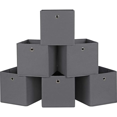Lot de 6 Boîte de rangement, Tissu non tissé, Pliable, 30x30x30 cm, Cube, Étagère, Jouet Vêtement