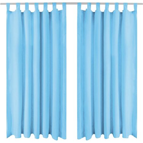 vidaXL Rideau occultant avec boucles 2 pcs 140 x 175 cm Turquoise (1/4)