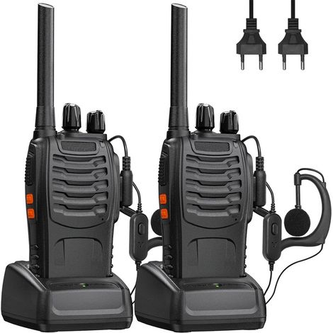 2 Pcs Talkie walkie Longue portée Rechargeable, Walkie Talkies Rechargeable Pmr 446 MHz Canaux, avec des écouteurs Originaux Construit en Torche LED pour Survie sur Le Terrain Camping, Randonnées (1/5)