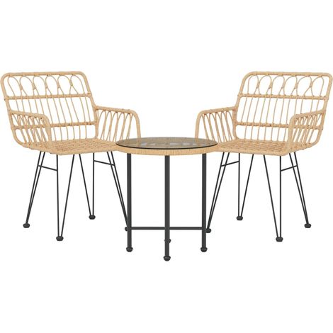 Conjunto de comedor de jardín muebles de exterior 3 piezas resina mimbre 020013681 (1/5)