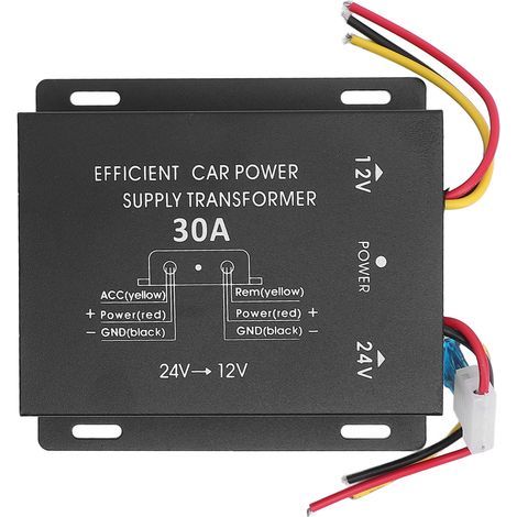 Convertisseur de tension 24V à 12V DC, alimentation électrique puissante pour voiture, camion, camping-car, SUV, bus, 30A, 360W (1/5)