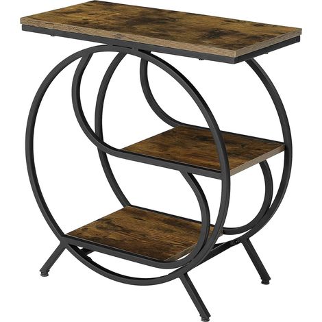 Tribesigns Table d'appoint pour salon - Table d'appoint étroite avec 3 étagères - Design industriel avec structure en métal (1/5)