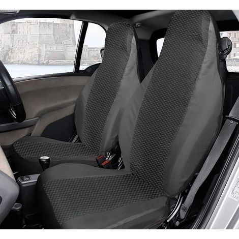 Lupex Shop - Coprisedili anteriori per auto compatibili con Smart Fortwo, versione 450 451 e 453, Made in Italy, Tessuto Policotone Accoppiato, Grigio
