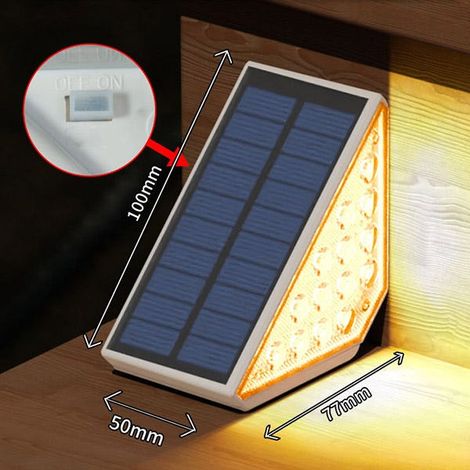 Luci solari per scale con sensore di movimento, confezione da 8 luci solari per esterni, impermeabili IP65, luce bianca calda (1/4)