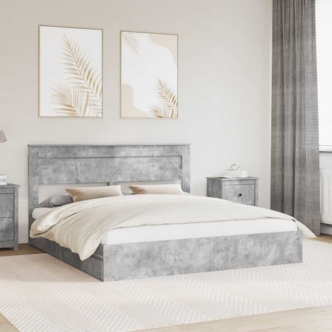 vidaXL Storage Bed Concrete Grey 200 x 200 cm Engineered Wood (1/5)