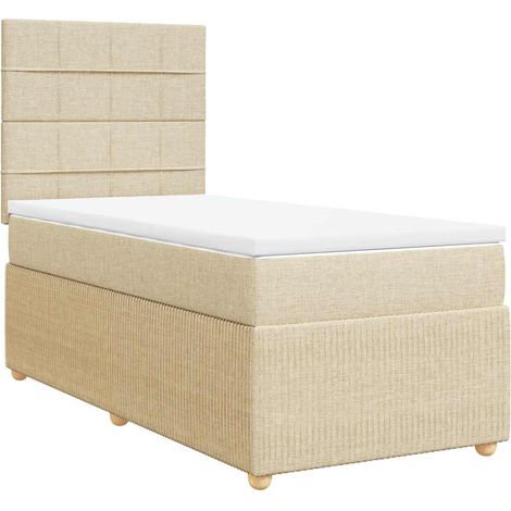 Maison Exclusive - Giroletto a Molle con Materasso Crema 90x190 cm in Tessuto