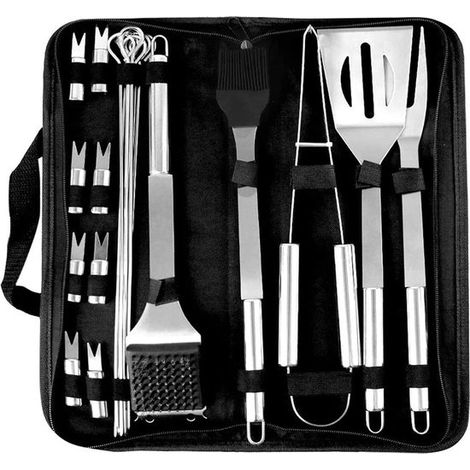 Juego de barbacoa de 22 piezas，Incluye bolsa de almacenamiento，Acero inoxidable，Herramientas para barbacoa，Accesorios para barbacoa (1/5)