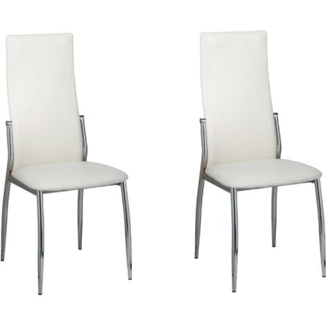 Juego de 2 sillas de cocina comedor de diseño clásico en PVC blanco DEC025478 (1/5)