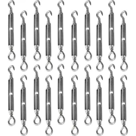 Tendeur De Fil - Acier Inoxydable - Crochet Et Oeillet - Filetage M4 - Pour Câbles Électriques Et Mécaniques - Lot De 20
