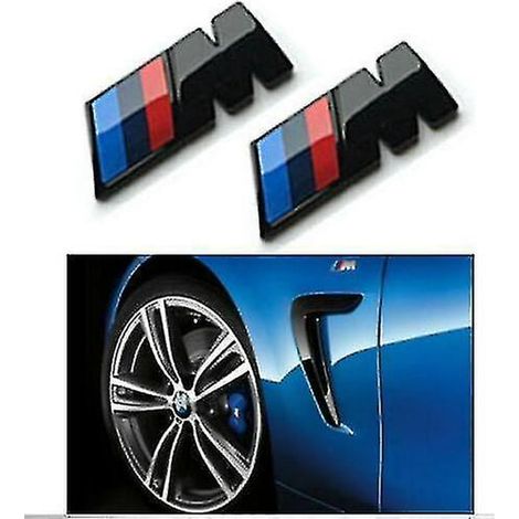 Paire d'emblèmes BMW M Sport 45x15mm noir brillant pour ailes latérales - Tous modèles BMW
