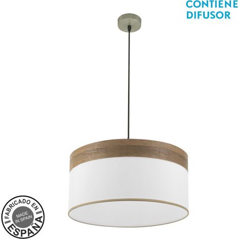 Colgante Cloe 2xe27 Cuero/blanca-madera Oscura Regx50x50 cm
