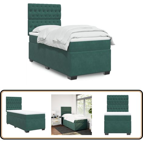 vidaXL Sommier à lattes de lit avec matelas Vert foncé 100x200 cm