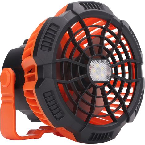 Ventilateur de camping portable rechargeable par USB, silencieux et lumineux (avec télécommande et lumière LED) pour tente. (1/5)