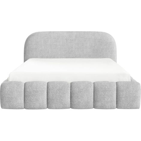MARGOT - Lit coffre tissu texturé 140x200cm Gris clair (1/5)
